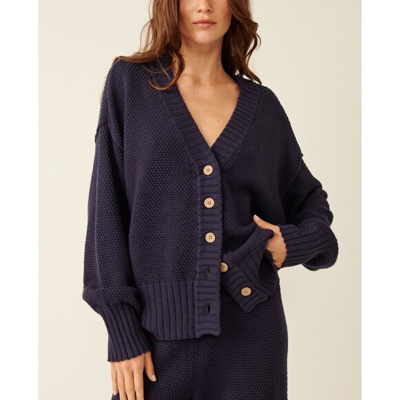 Free People Navy Knit Pants & Cardigan Set - Picture 4 of 13